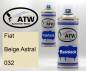 Preview: Fiat, Beige Astral, 032: 400ml Sprühdose + 400ml Klarlack - Set, von ATW Autoteile West.